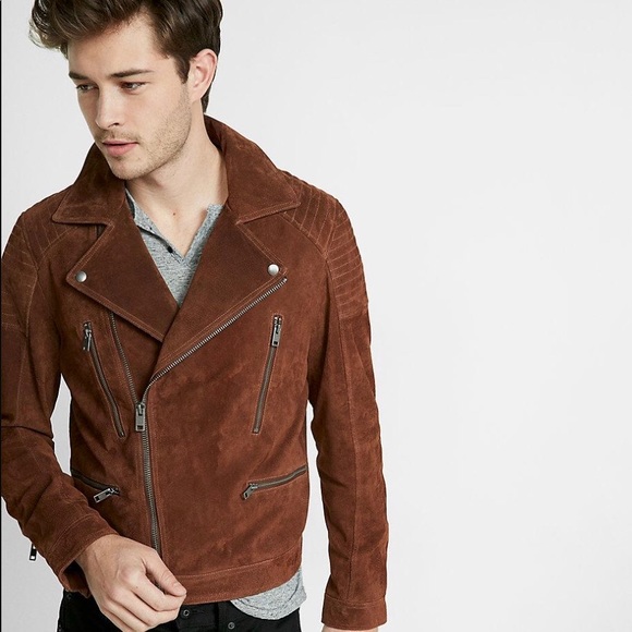Mens Genuine Suede Peccary Biker Jacket 